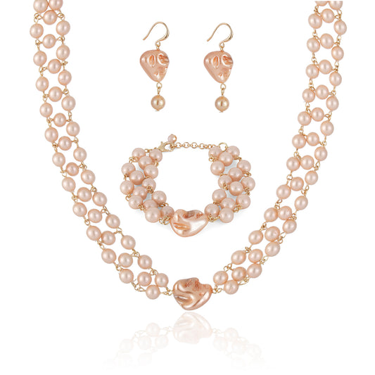 Handmade Pearl Jewelry Sets for Women-Pearl Necklace Bracelet Earrings - Babijoux
